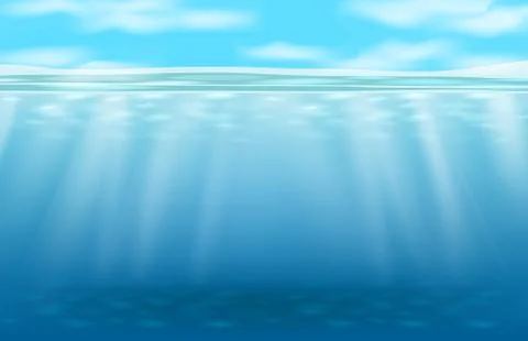 Abstract background of deep blue underwater and light ray Stock Illustration