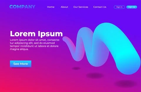 Abstract background design with dynamic shape. Landing page template for webs Stock Illustration