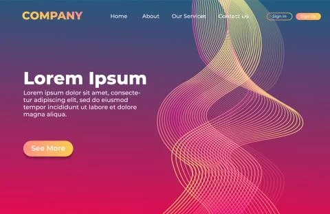 Abstract background design with dynamic wavy shape. Landing page template Stock Illustration