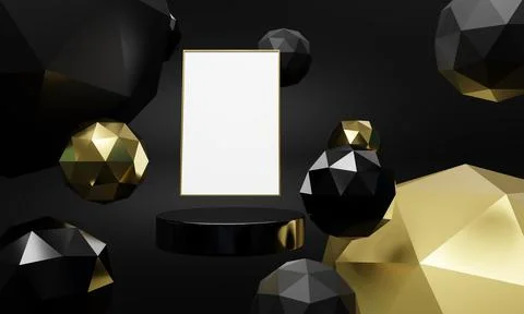 Abstract background. Design with geometric shapes of gold and black color Stock Illustration