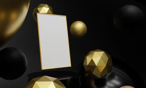Abstract background. Design with geometric shapes of gold and black color Stock Illustration