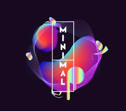 Abstract background design, gradient liquid forms, neon linear elements, holo Illustrazione stock