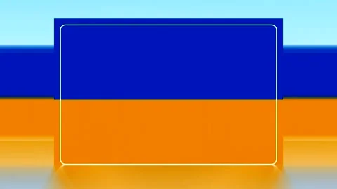 Abstract background design with horizontal blue and orange layers and a cen.. Vídeos de archivo 343643201