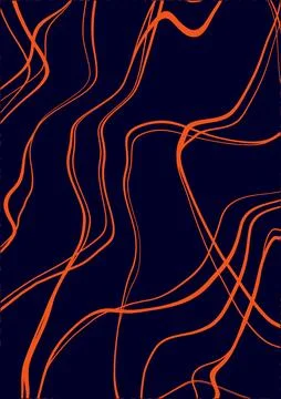 Abstract background for design orange curved lines on a dark blue background Stock Illustration