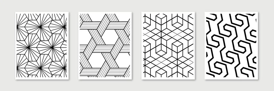 Abstract background design, set of striped covers, vector illustration Stock Illustration