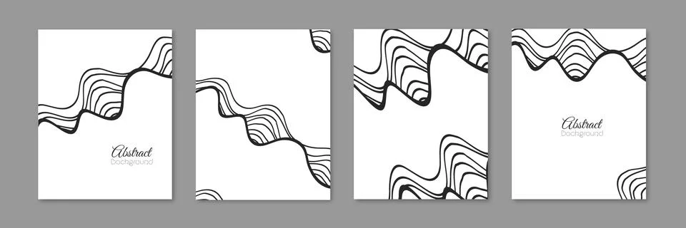 Abstract background design, set of striped covers, vector illustration Stock Illustration