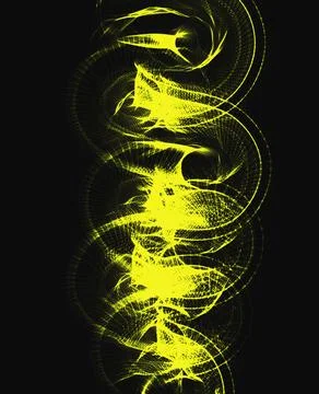 Abstract background for design, yellow circular lines on a black background Stock Illustration