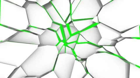 Abstract background with the destruction of the wall. Green screen Illustrazione stock