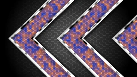 Abstract background with diagonal chevron shapes and hexagon pattern animatio Stock Footage 336874712