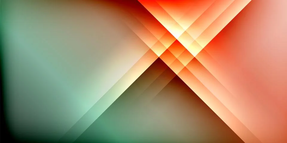 Abstract background. Diagonal lines intersect. Gradient colors blend from gre Stock Illustration