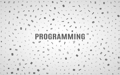 Abstract background from different programming symbols. Hi-tech and program.. Stock Illustration