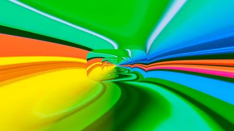 Abstract background. different rainbow geometric patterns. tunnel. 3d rende.. Stock Illustration