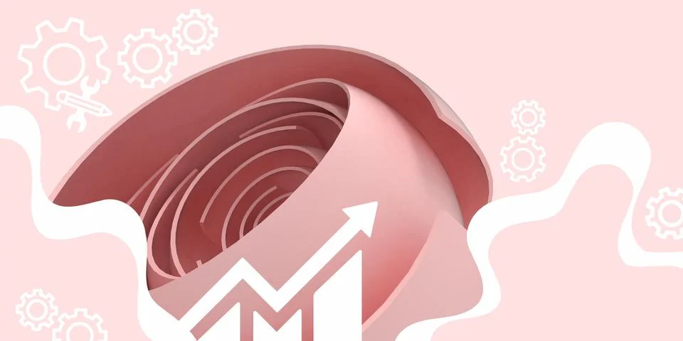 Abstract background. Digital circle geometry in pink background in development Stock Illustration