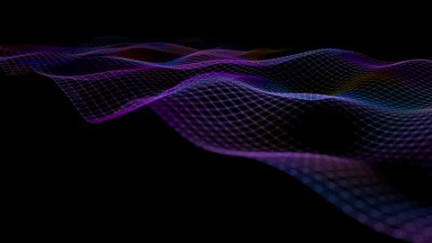 Abstract background with digital data in wave grid  with triangles on dark .. Stock Footage 341808538