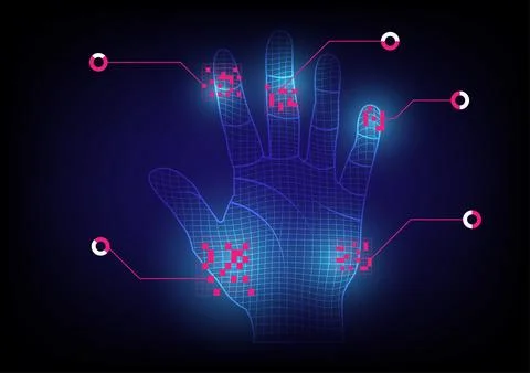 Abstract background with digital handprint encoding Illustrazione stock