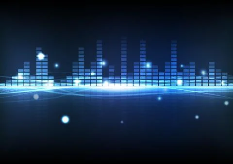Abstract background digital technology blue music equalizer with smooth lines Stock Illustration