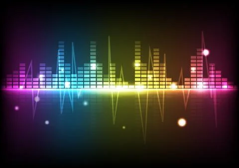 Abstract background digital technology disco spectrum music equalizer lines Stock Illustration