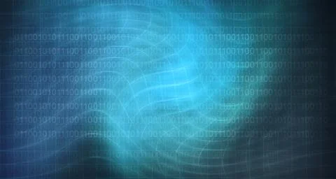 Abstract background digital technology study the effect of wave line numbers. 스톡 일러스트