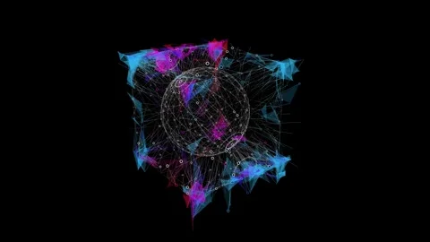 Abstract background digital virtual data sphere in algorithm box. Futuristi.. Video stock 331802795