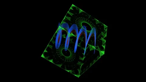 Abstract background digital virtual data helix in algorithm box. Futuristic.. Stock Footage 347502873