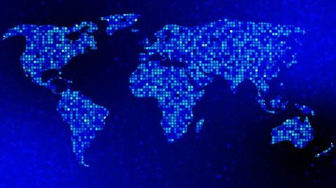 Abstract background - digital world map with square graphic elements Stock Illustration