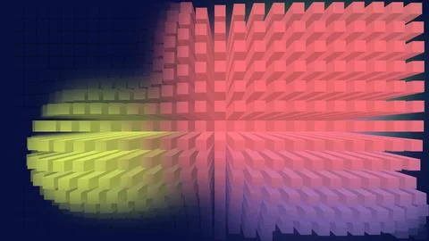 Abstract background displays a grid of extruded pink and yellow blocks Stock Illustration