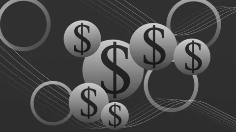 Abstract background with dollar signs in circles and flowing lines animation Stock Footage 339279177