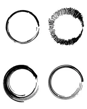 Abstract background Doodle brush strokes set black circles Stock Illustration