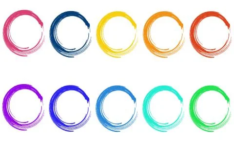 Abstract background Doodle brush strokes set color circles Stock Illustration