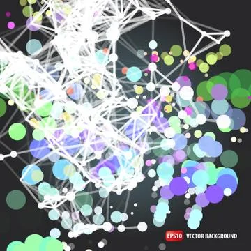 Abstract background with dots and lines on theme digital technol Stock Illustration