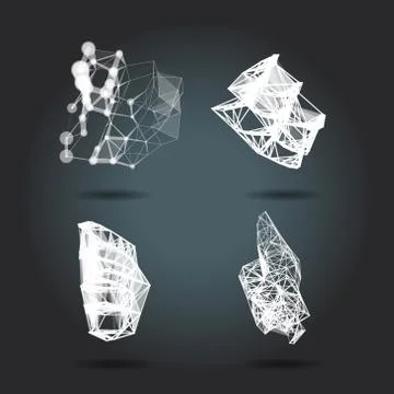 Abstract background with dots and lines on theme digital technol Stock Illustration