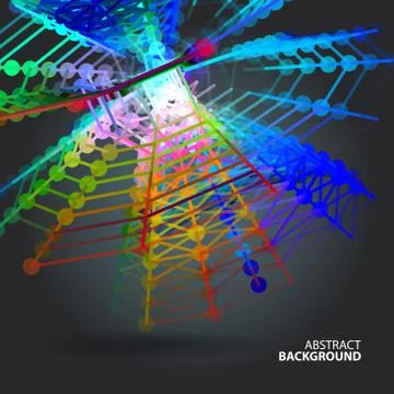 Abstract background with dots and lines on theme digital technol Stock Illustration