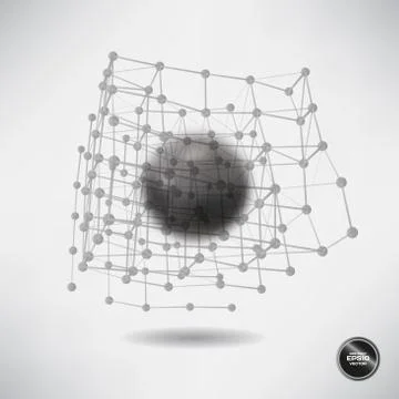 Abstract background with dots and lines on theme digital technol Stock Illustration