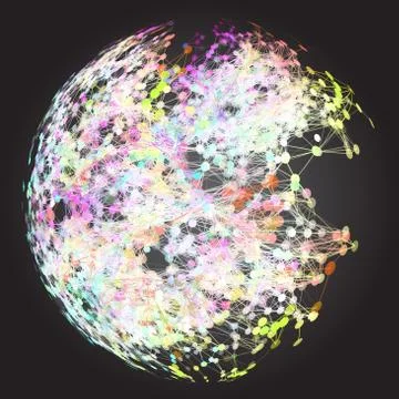 Abstract background with dots and lines on theme digital technol Stock Illustration