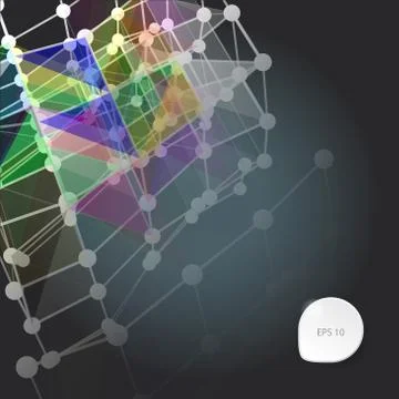 Abstract background with dots and lines on theme digital technol Stock Illustration