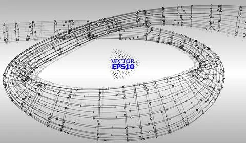 Abstract Background with Dots Array and Lines. Connection Structure. Geometri Stock Illustration