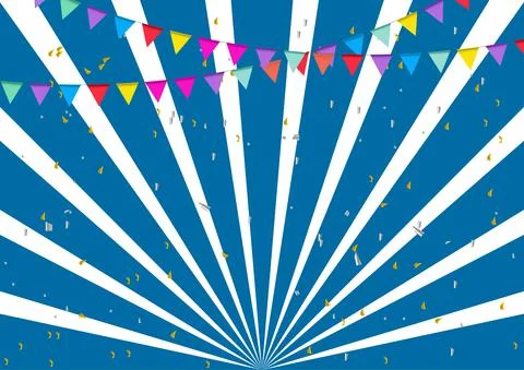 Abstract background drawing style sunburst with flag and ribbon Stock Illustration