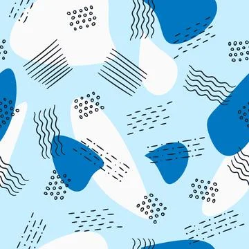 Abstract background from drawn spots, stripes and dots in blue color. Bright Stock Illustration