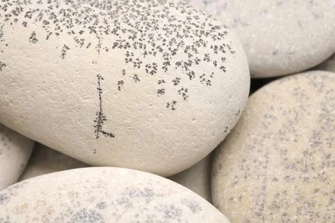 Abstract background with dry round gray reeble stones, gray close-up pebbles  Stock-Fotos