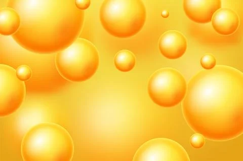Abstract background with dynamic 3d spheres. Vector illustration of glossy ye Illustrazione stock