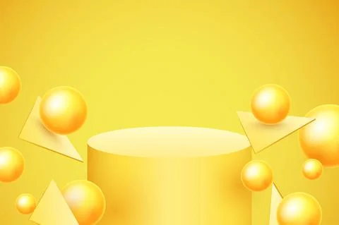 Abstract background with dynamic 3d spheres. Vector illustration of glossy ye Illustrazione stock