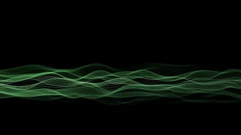 Abstract background with dynamic wave formed from glowing green dots Stock Footage 327568877