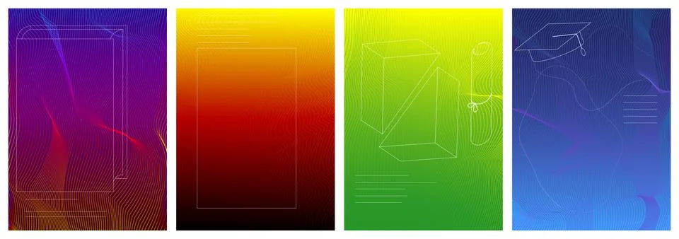 Abstract background with dynamic waves and objects. Modern colored learning b Stock Illustration