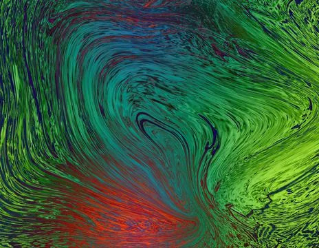 Abstract background with dynamic waves of green and red color Stock Illustration