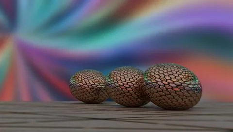 Abstract background with eggs with the texture of dragon skin Stock Illustration