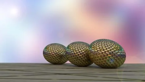 Abstract background with eggs with the texture of dragon skin. Stock Illustration