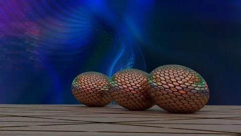 Abstract background with eggs with the texture of dragon skin. Stock Illustration