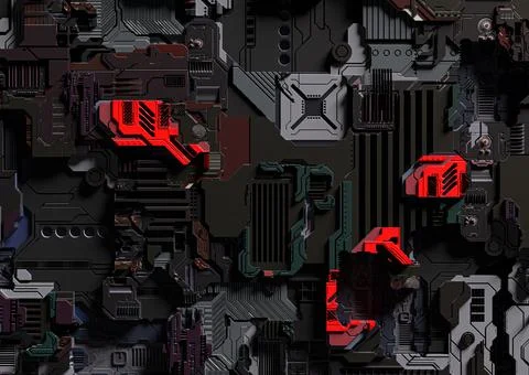 Abstract background with electronics. 3D Rendering Stock Illustration