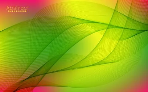 Abstract background with elegant green flowing lines on colorful gradient b.. Illustrazione stock