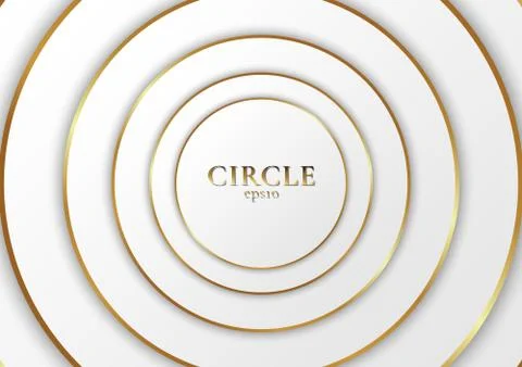 Abstract background elegant modern white circle shape design with golden line Stock Illustration